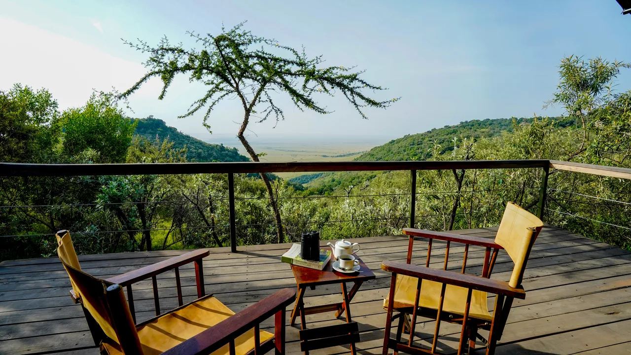 Kenia Masai Mara Safari Unterkunft Mara Elatia Camp Ausblick vom Zelt